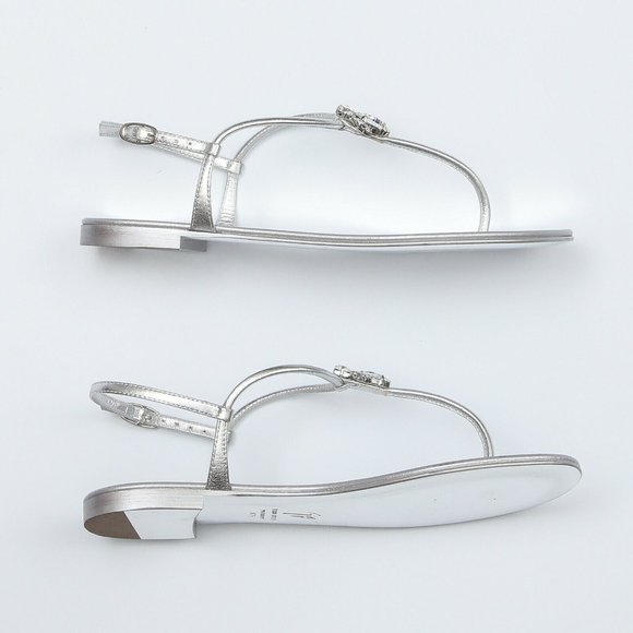 Giuseppe Zanotti Hollie Silver T-strap Sandals - Picture 4 of 7